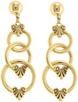 Behave Dames oorbellen lange hangers barok goud-kleur 8cm