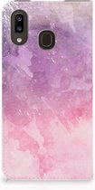 Geschikt voor Samsung Galaxy A30 Bookcase Pink Purple Paint