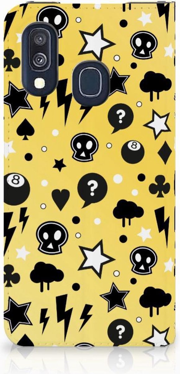 Standcase Hoesje voor Mobiel BookCase Samsung Galaxy A40 Punk Geel