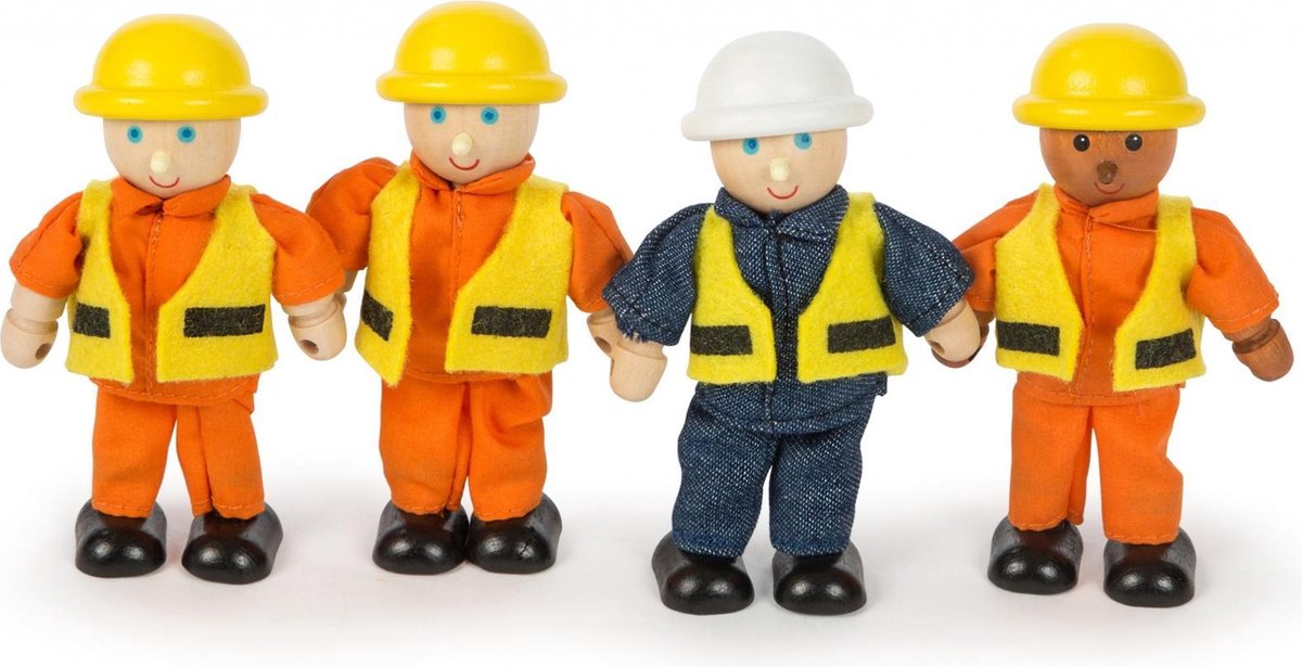 Poppenhuispoppetjes - Bouwvakkers - 4dlg.