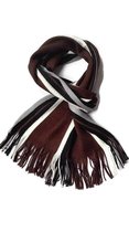 Heren sjaal - acryl - gestreept - bruin - zwart - grijs - wit - 23 x 180 cm