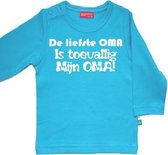 T-shirt De liefste OMA is toevallig mijn OMA!| Lange mouw | aqua blauw | maat 62/68