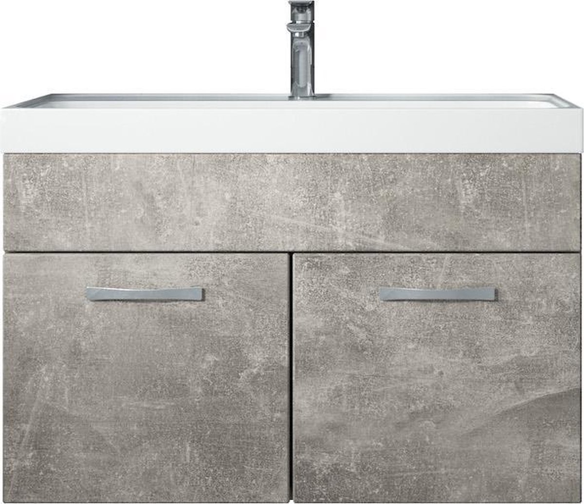 Badplaats Badkamermeubel Set Paso 01 80 cm x 40 cm - Beton Grijs - Badmeubel met Wastafel