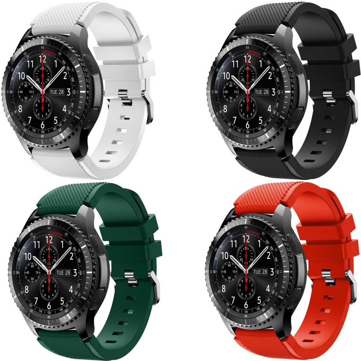 KELERINO. Bandjes Voor Samsung Gear S3 Classic / Frontier - Wit / Zwart / Army Groen / Rood