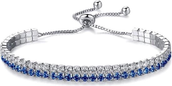 Bracelet Montebello Caia Blue D - Blue - Messing/ Plaqué argent - Zircone - Ajustable