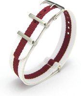 Premium White Red - Nato strap 18mm - Horlogeband Wit Rood