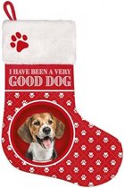 Kerst Sok Beagle - Dierenspeelgoed - Rood/Wit