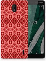 Protection Housse pour Nokia 1 Plus Coque Téléphone Batik Rouge