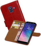 Zakelijke Bookstyle Hoesje voor Samsung Galaxy A6 2018 Rood