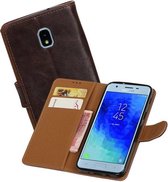 Zakelijke Book Case Telefoonhoesje Geschikt voor de Samsung Galaxy J3 2018 - Portemonnee Hoesje - Pasjeshouder Wallet Case - Mocca