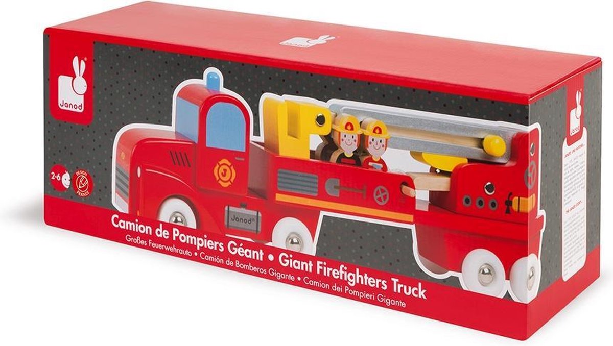 Camion de pompiers géant - Camion en bois de bricolage enfant Janod