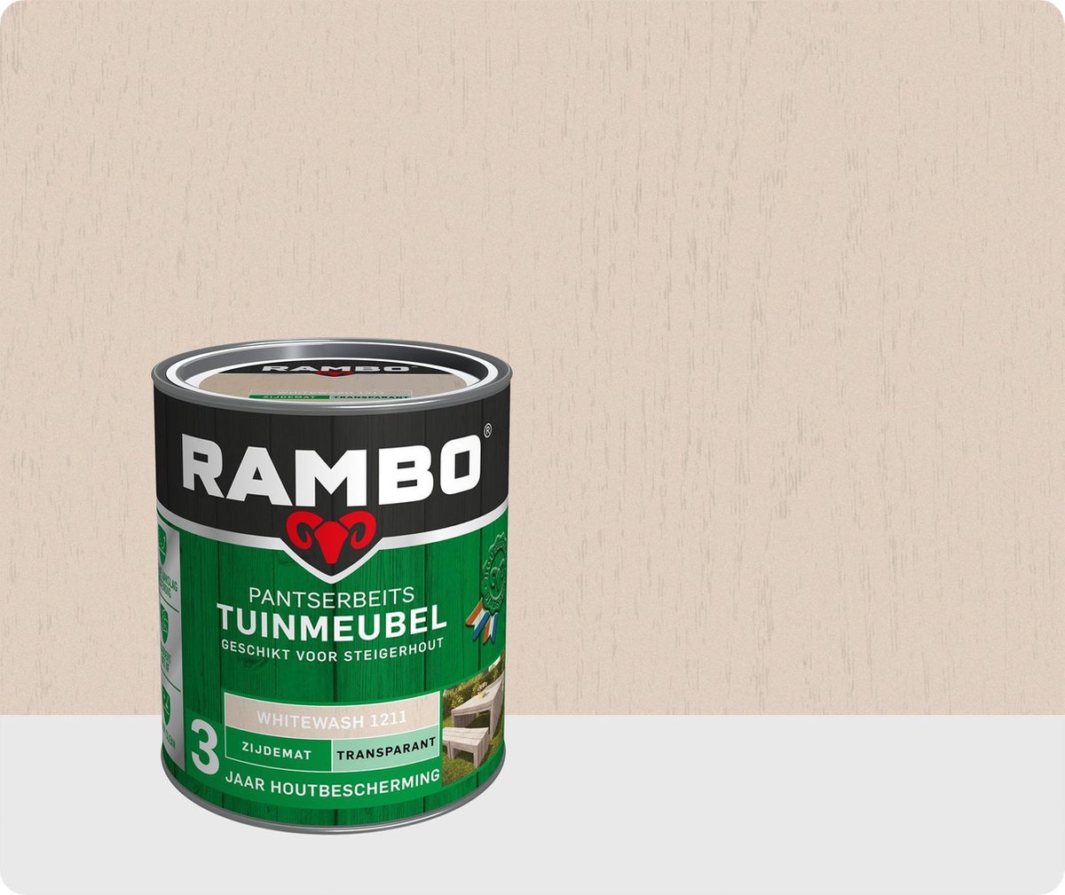 berouw hebben Onschuldig Voorschrijven Rambo Tuinmeubel pantserbeits zijdemat transparant white wash 1211 750 ml |  bol.com