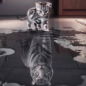 Diamond Painting 5D met kat & tijger in spiegelbeeld 50 x 50 cm