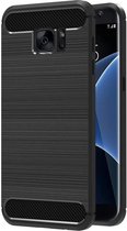 Geborsteld Hoesje geschikt voor Samsung Galaxy S7 Edge Soft TPU Gel Siliconen Case Zwart iCall