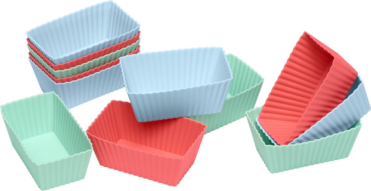 Lurch Flexiform 12 brownievormen - silicone - groen, blauw, rood - 7.8x4.3x3.1cm