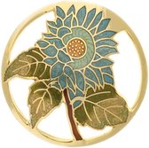 Behave® Broche fleur ronde bleu tournesol - Broche décorative émail - Broche écharpe 4,8 cm