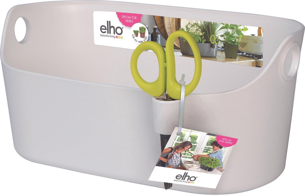 Elho Brussels Kruiden Station 30 - Bloempot voor Binnen Kweken En Oogsten - Ø 29.5 x H 12.8 cm - Wit