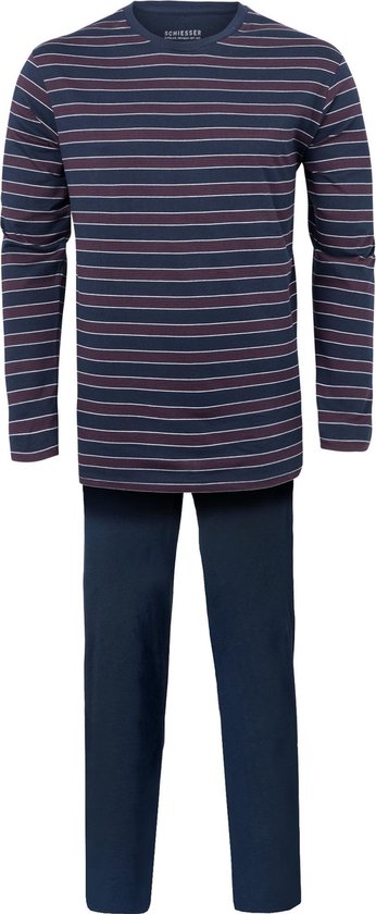 Schiesser heren pyjama - blauw-rood gestreept | bol.com