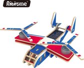Robotime P310S V22 houten speelgoed vliegtuig met zonnecel