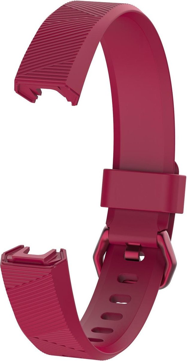 KELERINO. Siliconen bandje geschikt voor Fitbit Alta (HR) - Gespsluiting - Donker Rood - Large