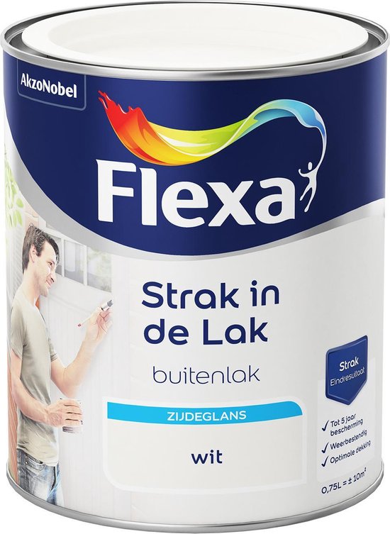 bol.com | Flexa Strak In De Lak Zijdeglans - Buitenverf - Wit 0,75 liter
