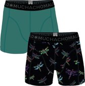 Muchachomalo - Heren - 2-Pack Solid/Print Boxershorts - Groen - S