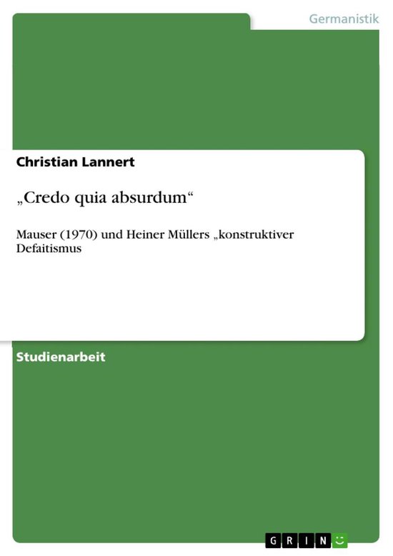 „Credo quia absurdum“ - cover