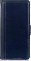 Shop4 - Motorola One Vision Hoesje - Wallet Case Grain Donker Blauw