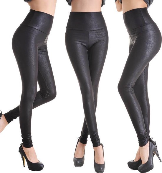 Leather Look Legging – Maat L – Snake Zwart | bol