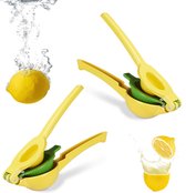 Relaxdays 2 x handmatige citruspers - stabiele pers voor citroenen en limoenen - geel