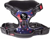 Frenkiez reflective no pull lockable dog harness, printing blue, Small