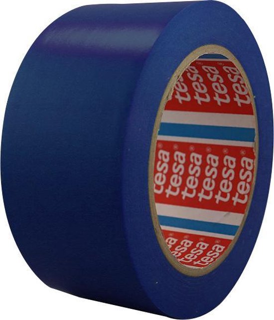 Blauwe vloermarkeringstape met 'tesa' logo op de zijkant.