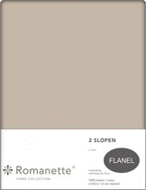 Romanette - Flanel - Kussenslopen - Set van 2 - 60x70 cm - Taupe