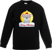 Kersttrui Merry Christmas muis kerstbal zwart jongens en meisjes - Kerstruien kind 3-4 jaar (98/104)