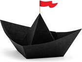 PARTYDECO - 6 zwarte papieren origami piratenboten