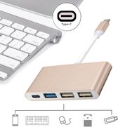 4 Poort USB Type C (3.1) Naar USB 2.0 & USB 3.0 Hub / Splitter / Kabel Verdeler - Voor o.a. Apple Macbook & Chromebook