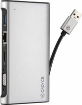 Cadyce Universeel Docking Station  USB 3.0 aansluiting  HDMI / VGA / Internet / USB 3.0 (2.4A) poorten  Voor Laptop  Zilver