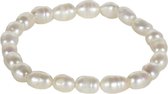 Zoetwater parel armband Bella White - echte parels - wit - elastisch