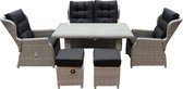 Ibiza XL stoel-bank loungeset 6-delig verstelbaar wit-grijs