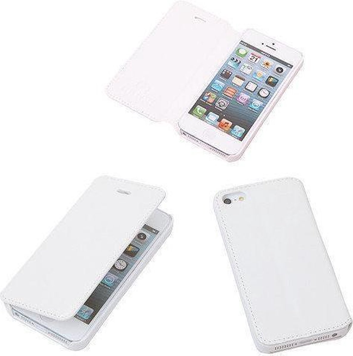 Bestcases Wit Map Case Book Cover Hoesje Aplle iPhone 5 5S
