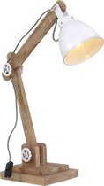 Light & Living Bureaulamp ELMER hout naturel+wit