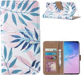 Xssive Hoesje voor Samsung Galaxy S10 PLUS - Book Case - Tropische Blaadjes