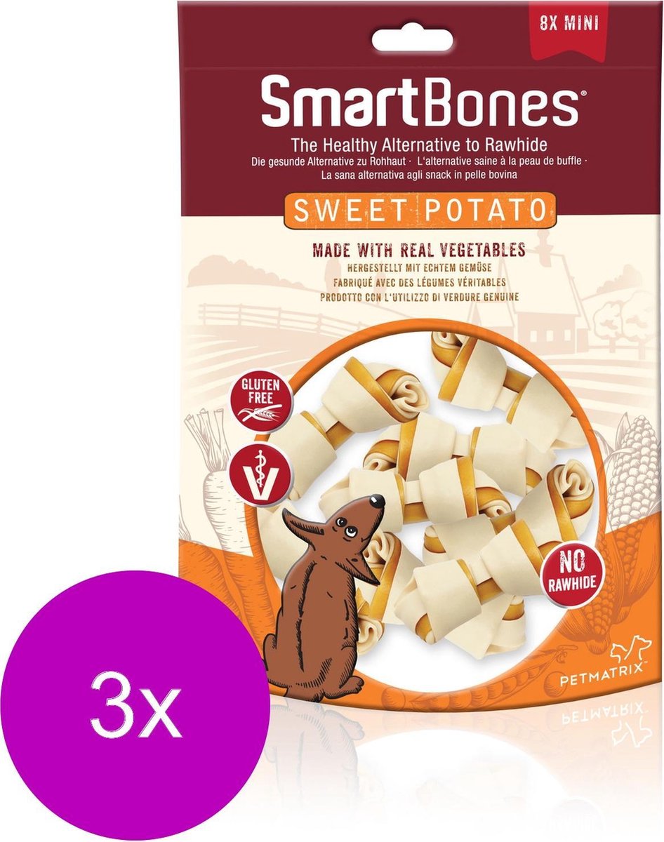 Smartbones Classic Bone Chews Aardappel - Hondensnacks - 3 x Mini