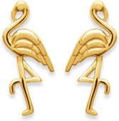 Amanto Oorbellen Fiza Gold - Dames - 925 Zilver Goudverguld - Flamingo - 8x13 mm