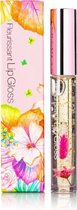 GLAMFOX Fleurissant Peach Flower Lipgloss - 24 Karaat Goud Korrels Lip Gloss met 100% Echte Bloem - Lip Pumper - Lipgloss Transparant - Korean Beauty Make Up