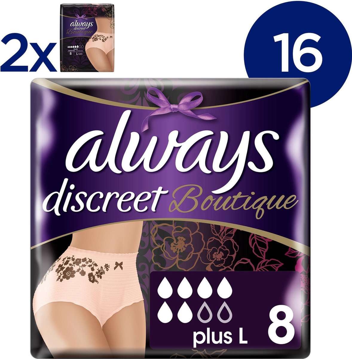 Goedkoopste Always Discreet Boutique voor urineverlies en incontinentie Large - 16 Stuks - Incontinentiebroekjes