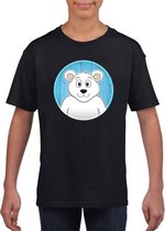 Kinder t-shirt zwart met vrolijke ijsbeer print - ijsberen shirt XL (158-164)
