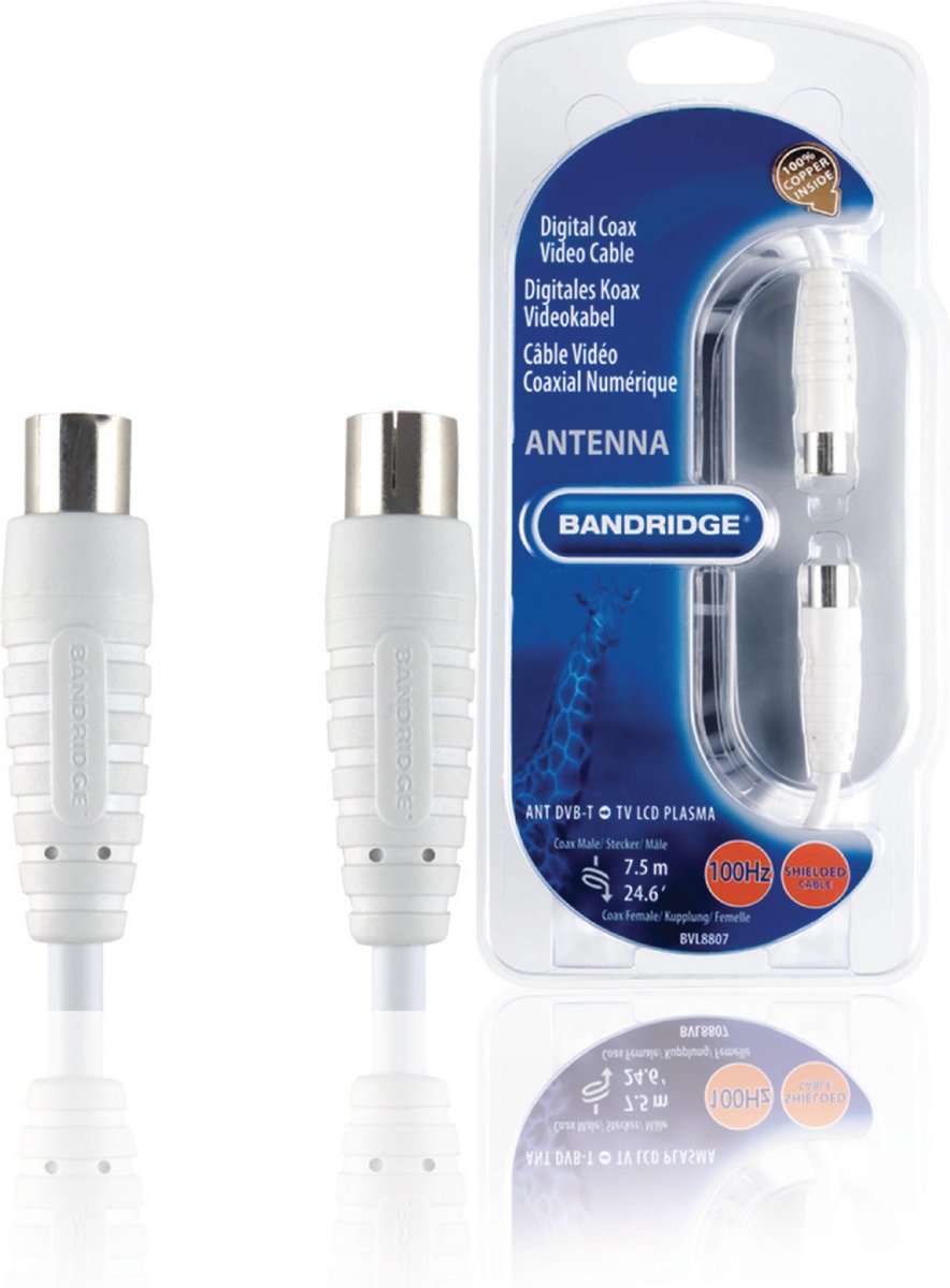 Bandridge IEC (m) - IEC (v) coaxkabel - 7,5 meter