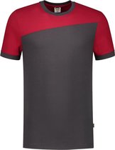 Tricorp T-shirt Bicolor Naden 102006 Donkergrijs / Rood - Maat 5XL