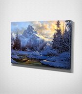 Mountain - Painting Canvas - 100 x 70 cm - Schilderij - Canvas - Slaapkamer - Wanddecoratie  - Slaapkamer - Foto op canvas